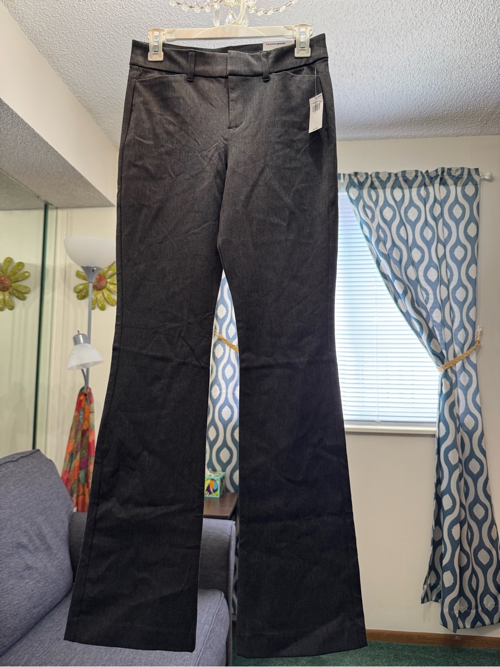 old navy high rise pixie flare pants -dark heather gray- size 2